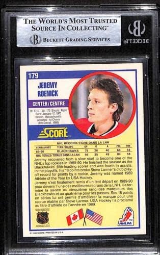 179 ג'רמי רואניק - 1990 ציון כרטיסי הוקי קנדיים מדורגים BGS Auto - הוקי כרטיסי חתימה עם הוקי