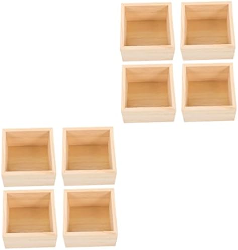 8 יחידות קופסות מלאכת עץ תיבת שולחן העבודה דקור ציוד משרדי ארגונית אריזת מתנה אחסון ארגונית לא צבוע עץ תיבת עץ ארגזי