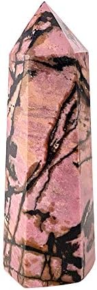 מגדל רודוניט טבעי קריסטל קוורץ ריפוי שרביט אבן פוינט פריזמה מגרסה מגולפת רייקי אבן פסלון טיפול במדיטציה