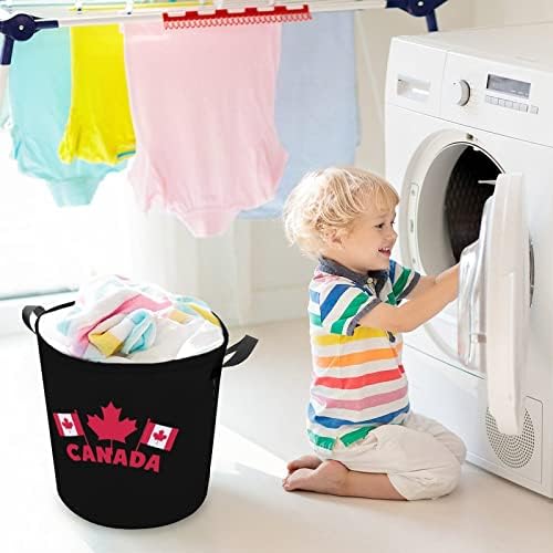 קנדה יום דגלי כביסה מתקפל סל כביסת עם ידיות כביסה סל בגדים מלוכלכים תיק עבור מכללת במעונות, משפחה
