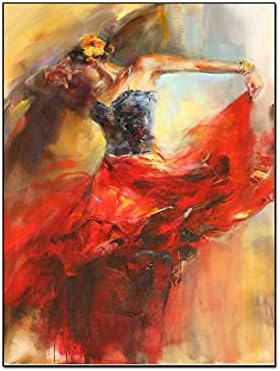 תקציר ציור בלרינה רוקדת נערת קיר אמנות שמן שמן ציור 16x20 אינץ '
