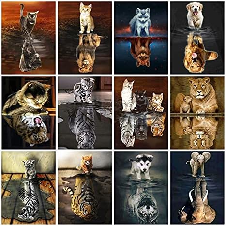 קיר תפאורה 5 ד יהלומי ציור חתול מלא כיכר יהלומי רקמת בעלי חיים השתקפות תמונות של אבני חן פסיפס בית תפאורה מלאכות