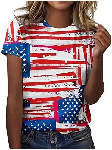 חולצות גרפיות פרחוניות של חמניות מפוספסות אמריקאיות לנשים שרוול קצר חולצות צוואר חולצות חולצות בנות 2023 CY
