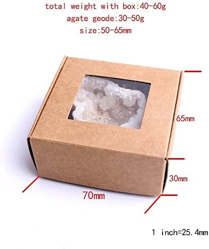 Ertiujg husong306 גאוד אגת טבעי עם אשכול גביש קופסה דגימה מינרלית אבן גולמית גוש גביש מתנה לא סדירה ריפוי גביש
