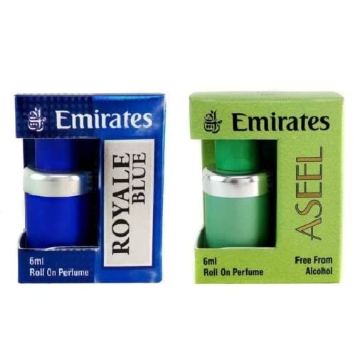 Royal Blue + Aseel Emirates מתגלגל על ​​אלכוהול ATTAR 6ML - בחינם