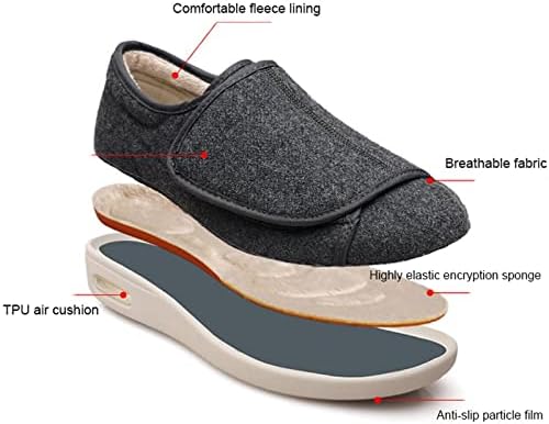 נעלי סוכרת לגברים - נעליים רפואיות לרגליים נפוחות מתכווננות גודל גדול השכלה והרחבה נעלי הליכה ללא החלקה אידיאליות