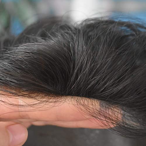 אולטרה דק עור גברים פאה בלתי נראה גברים שיער החלפת פולי פאה עם לולאה 0.03 ממ דק עור שיער טבעי מערכת שחור חום בלונד אפור