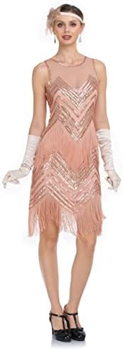 Kayamiya שנות העשרים של המאה העשרים שמלת גטסבי נהדרת שואגת 20s נצנצים שוליים תלבושות וינטג 'שמלות מסיבת קוקטייל