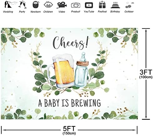 תינוק מתבשל תינוק מקלחת רקע 5 על 3 רגל בקבוק האכלה ובירה עלים ירוקים צילום רקע יום הולדת יילוד תא צילום סטודיו