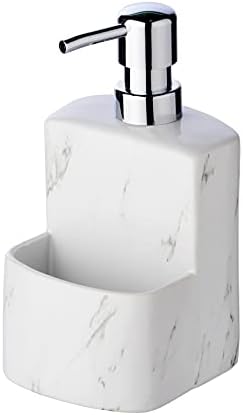 פסטיבל חומרי ניקוי של וונקו מתקן סבון הניתן למילוי חוזר עם משטח מגע רך ללא החלקה 0.38 ליטר, קרמיקה, לבן, 10 x 18 x 10