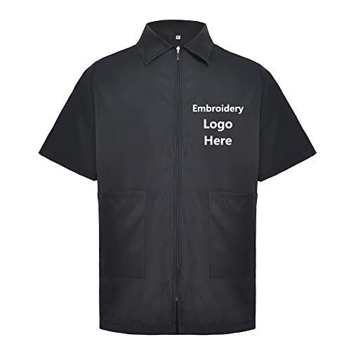 מותאם אישית טופטי בארבר מעיל גברים של מעיל שחור עבודה חולצה-רקום לוגו או תמונה על שמאל חזה-שחור