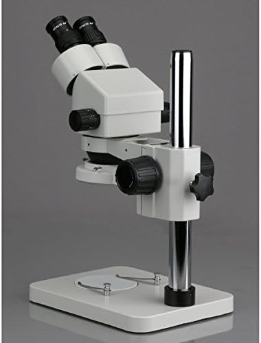 מיקרוסקופ משקפת סטריאו 7x-45x עם עמדת עמוד 14 אינץ 'ואור טבעת 64