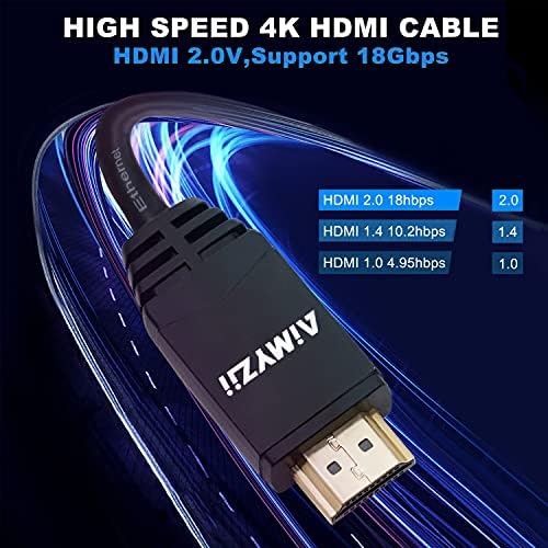 כבל HDMI 100 רגל AIMYZII 4K HDMI 2.0 כבל עם תמיכה במאיץ איתות מובנה 4K 3D 2160P 1080P HDCP2.2 ARC Ethernet ורוחב פס 18GBPS-BLACK