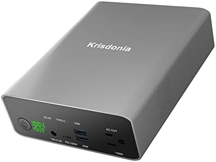 KRISDONIA בנק כוח נייד, 296WH/80000mAh גיבוי סוללות מטען נייד נייד עם שקע AC של 110 וולט/130W, יציאת USB-C של 100W C.