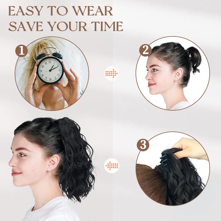 חותמת מפואר 12 אינץ קוקו הרחבות לנשים סינטטי טופר קליפ קצר קוקו הארכת שיער מתולתל עבור יומי מסיבת שימוש טבעי מחפש שיער