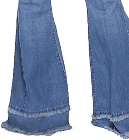 נשים של קלאסי הרזיה התלקחות ג 'ינס פעמון תחתון גלם מכפלת ארוך ג' ינס מכנסיים גבוהה מותן רחב רגל אתחול ג ' ינס