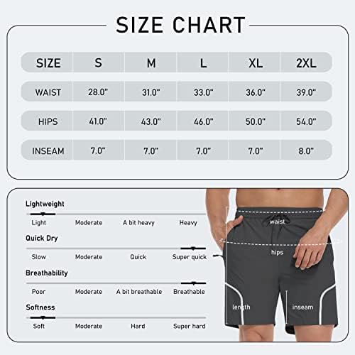 מכנסי טיולים קצרים של MOFIZ לגברים 7 מכנסיים קצרים מהיר של אימון אתלטי יבש פעילים חדר כושר ספורט קל משקל מפעיל מכנסיים