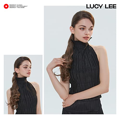 לוסי לי קוקו שיער הרחבות ארוך גלי מתולתל קוקו הארכת 26 אינץ לעטוף סביב זנב חום עמיד סינטטי פאה עבור אישה