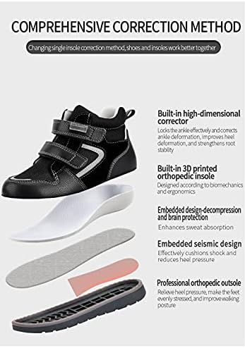 פעוטות אורטופדי נעלי ילדים גבוהה-למעלה מתקנת סניקרס עבור בנים ובנות עם קשת וקרסול תמיכה, החלקה סוליות