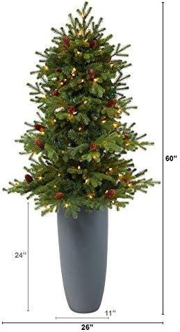 5ft. עץ חג המולד מלאכותי של פריקת האש של יוקון עם 100 אורות ברורים, קונוסים באורן באפור