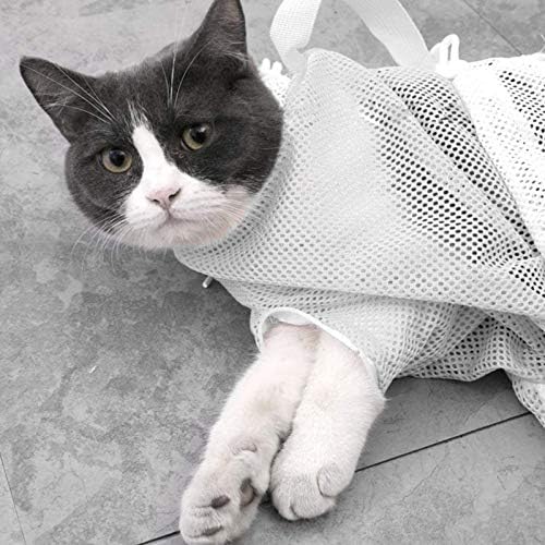 קימאנלי חתול מקלחת נטו תיק להתאמה רב תכליתי חתול אמבטיה תיק לנשימה אנטי ביס נטו תיק טיפוח כפפת לחיות מחמד גוזז ציפורניים נוזל