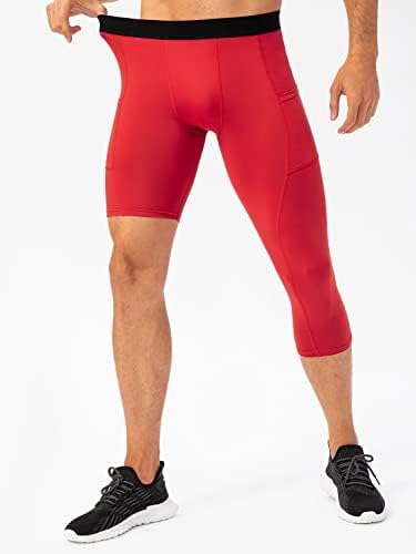 יורליאן גברים של 3/4 דחיסת גרביונים ריצה קאפרי מכנסיים שכבה בסיסית מגניב יבש ספורט גרביונים
