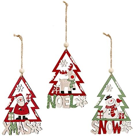 Duobesty Elk Decor 3 PCS עץ חג המולד קישוטים תלויים קישוטים עץ סנטה קלאוס שלג איש מתנה איילים תגי עץ חג המולד
