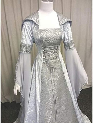 צפותים מימי הביניים מכשפה שמלת בציר ברדס מכשפה גלימת שמלת חצוצרת שרוול מימי הביניים חתונה שמלת ליל כל הקדושים קוספליי