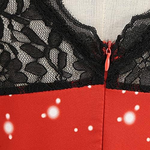 שמלת שרוול תחרה לחג המולד של נשים משנות החמישים של שנות החמישים מצחיקות שמלת נשף של ערב גרפי מצחיק שמלות נדנדה