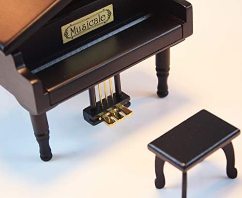 אנג'ל מלודי מעץ פסנתר מפואר מנגנון קופסאות מוזיקה עם ספסל ודוושת מטאל, קופסת אחסון טבעת מתפתחת אתה מתנות יום הולדת לתיבות