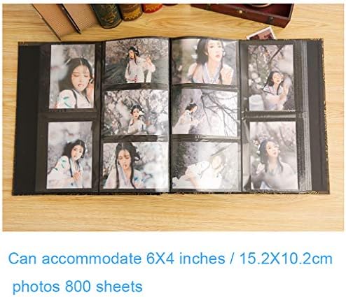 אלבום תמונות וינטג ', עמוד פנימי שחור בין -ביניים, אלבום בכתב יד משפחתי, 6x4 אינץ' 800 גיליונות