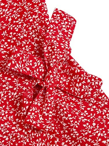 מילומיה ילדה של דיצי פרחוני קאמי שמלת ספגטי רצועת לפרוע לקצץ עניבת צד מיני שמלה