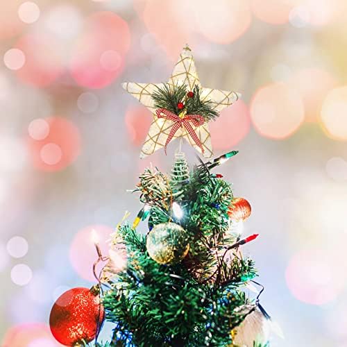 טופר עץ כוכב חג המולד של לוזי טופר עץ תלת מימד עם אור LED אור חלול חלול לחג המולד מקורה עיצוב עץ לשנה החדשה - ללא