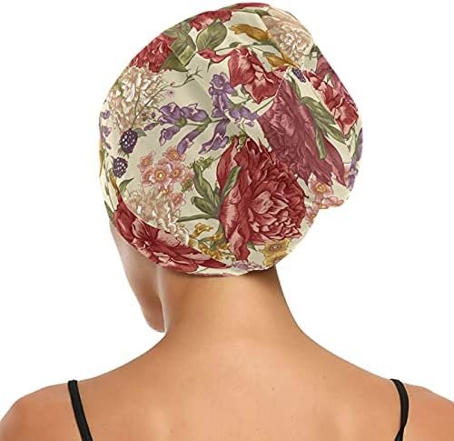 כובע גולגולת כובע שינה כובע כובע מצנפת כפיות לנשים פרחים פרחים פרחי אדמונית וינטג