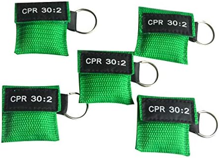 5 יחידות החייאה מגן פנים עזרה ראשונה ערכת החייאה החייאה 30: 2 עם כיס מחזיק מפתחות ירוק
