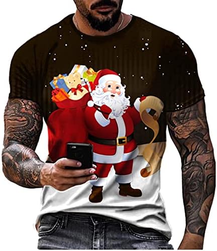 חולצות טריקו של שרוול קצר של ZDDO לחג המולד לגברים, 2022 חג המולד מצחיק סנטה קלאוס הדפס o