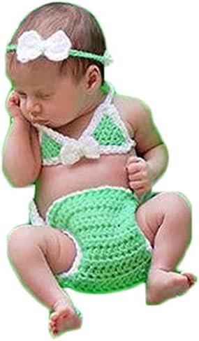 יילוד צילום תלבושות ילדה סרוגה סרוג בגדי תינוק פוטושוט אבזרי תינוקות תמונות ביקיני קשת מכנסי חזייה