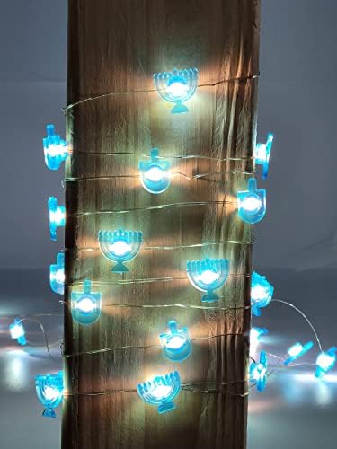 חנוכה LED מחרוזת אורות Menorah ו- Dreidel מעצבים 10 רגל עם 40 אורות