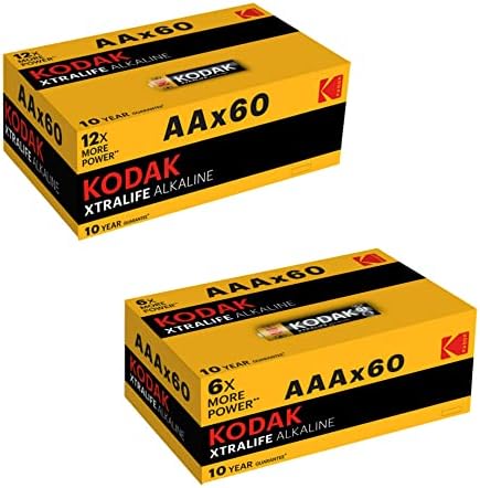 סוללות Kodak AAA 60 חבילות - עם 10 שנים חיי מדף ארוכות סוללות אלקליות לאורך זמן AAA Size Pack, 1.5 וולט MINNON LR03