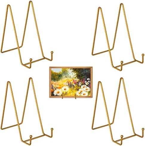 צלחת אריזה 2 של DoxFasc עומדת לתצוגה - תצוגת מחזיק צלחת עומדת מסגרת ברזל זהב מתכתית עמדת תמונה, צילום כן כן, צלחת