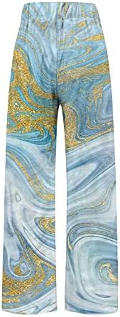 HDZWW Summers ארוך מכנסי נוצה של נשים מאבנות הדפס עם חגורות ביג ג'וג'ר נושם ספורט רך ריצות הירך נשים