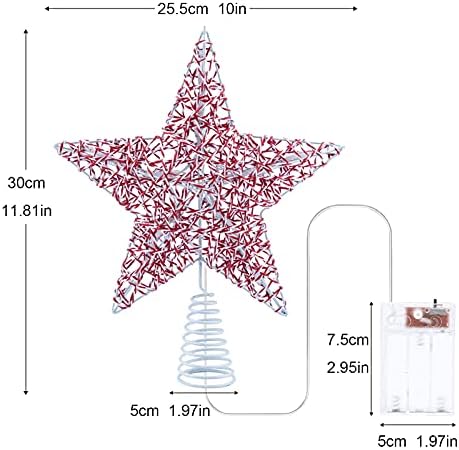 כוכב טופר עץ חג המולד של לוהו, כוכב עיצוב אדום בגודל 10 אינץ