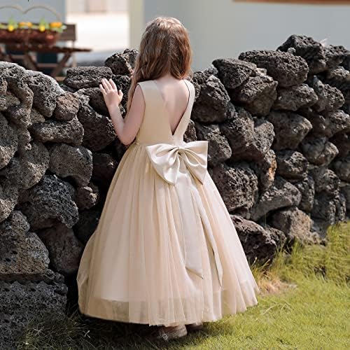 ילדה פרח בנות פורמליות סאטן טול שמלת נסיכת שושבינה תחרות שמלות לחתונה ילדים לנשף כדור שמלות שמלה