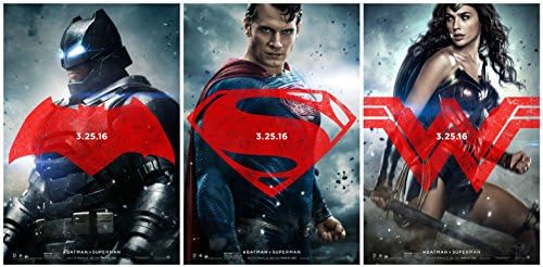 באטמן נגד סופרמן: שחר הצדק סט של 3 כרזות סרטי פרומו מקוריים 11.5 x17 וונדר וומן