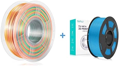 Sunlu Rainbow Silk Pla+ נימה מדפסת תלת מימדית ו- Pla Meta Blue, הדפסת תלת מימד PLA+ נימה 1.75 ממ, 1 קג סליל, קשת
