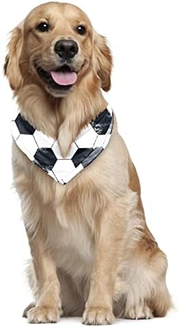 לבן שחור כדורגל כדורגל דפוס כלב בנדנות, 2 חבילה רך רחיץ חיות מחמד צעיף משולש לכלבים גדולים גורים וחתולים