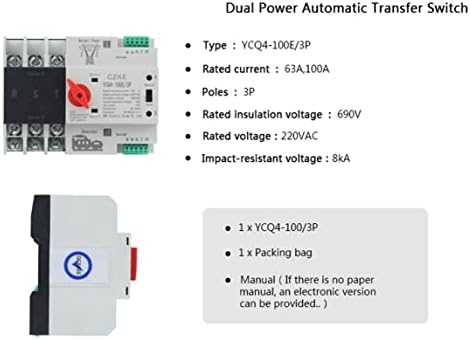 TPUOTI YCQ4-100E/2P 63A 100A DIN מסילה ATS כוח כפול מתג העברה אוטומטי מתג בורר חשמלי מתגי כוח ללא הפרעה
