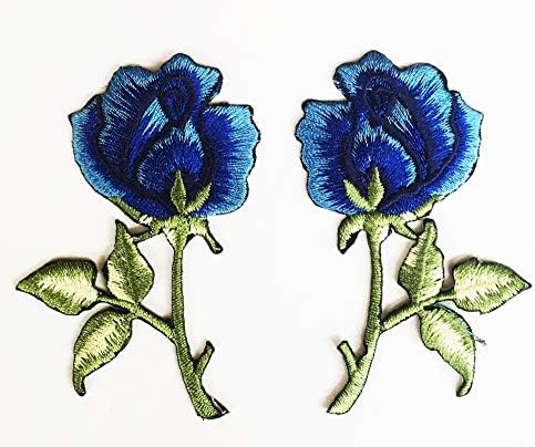 פרחי ורד שחור עמוק פרחים פרחים פרחוניים רטרו בוהו אהבה DIY אפליקציות רקומות טלאים ברזל על ז'קט ג'ינס נעלי