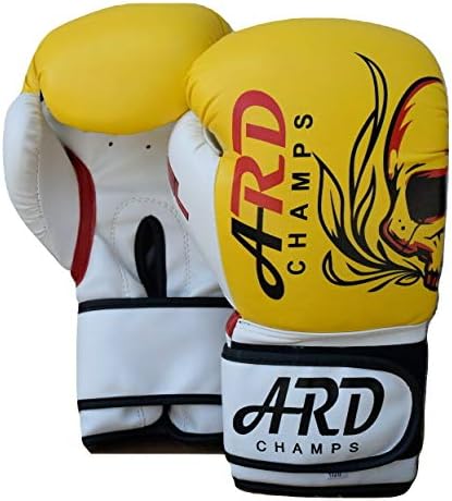 ARD -CHAMPS כפפות אגרוף אמנות אגרוף עור אגרוף אימון קיקבוקסינג MMA לחימה - צהוב