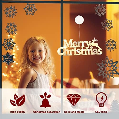Besportble שלט חג שמח מואר, 11 אינץ 'מכתבי חג שמח צללית מוארת- סוללה מופעלת על סוללה קישוט תליה לחג המולד לחלון קיר קיר